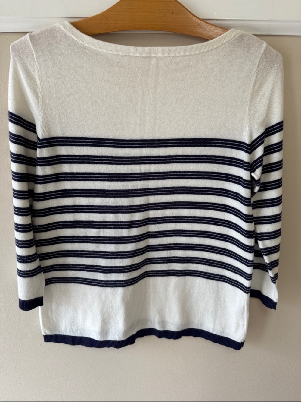 Classic Striped Boatneck Sweater - White & Navy - Picture 2 of 4